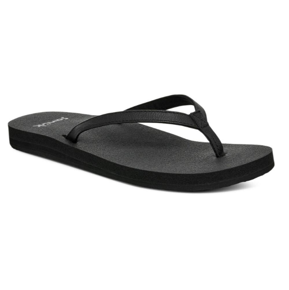Sanuk Women's Black Yoga Joy II Memory Foam Flip Flop Slippers Size 6